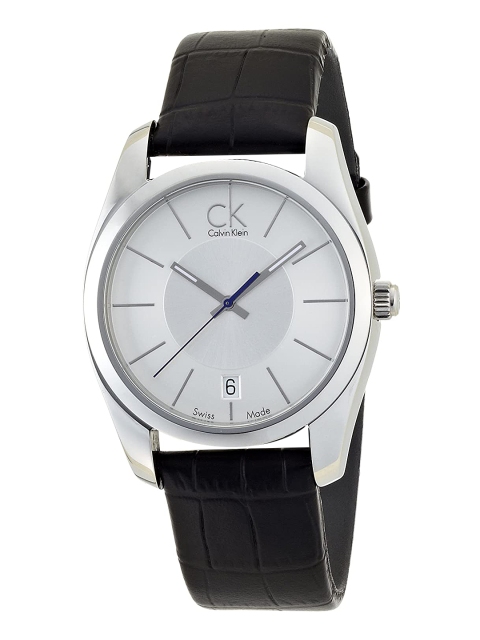 

Calvin Klein Men Silver-Toned Dial & Black Leather Straps Analogue Watch K0K21126