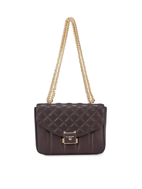 

Da Milano Brown Leather Structured Shoulder Bag with Quilted