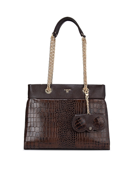 

Da Milano Brown Textured Leather Structured Shoulder Bag