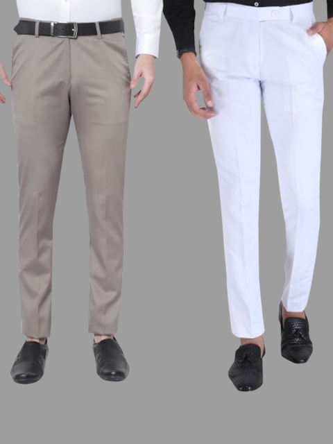 

Srey trends Men Tan Smart Slim Fit High-Rise Trousers