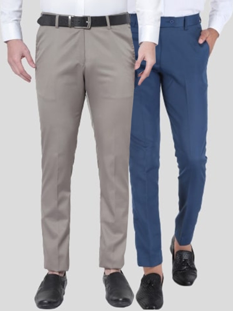 

Srey trends Men Tan Smart Slim Fit High-Rise Trousers