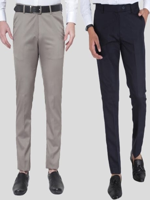 

Srey trends Men Tan Smart Slim Fit High-Rise Trousers