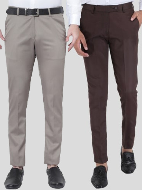 

Srey trends Men Tan Smart Slim Fit High-Rise Trousers