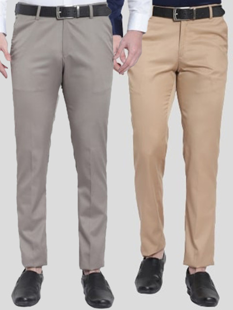

Srey trends Men Tan Smart Slim Fit High-Rise Trousers