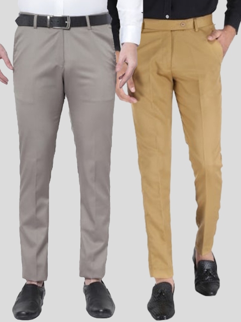 

Srey trends Men Tan Smart Slim Fit High-Rise Trousers