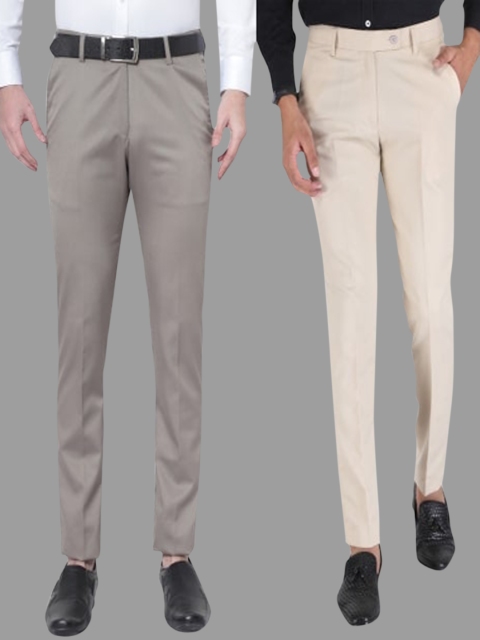 

Srey trends Men Tan Smart Slim Fit High-Rise Trousers