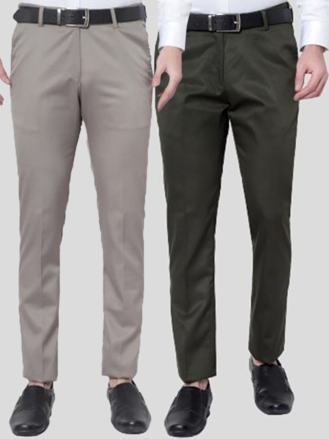 

Srey trends Men Tan Smart Slim Fit High-Rise Trousers