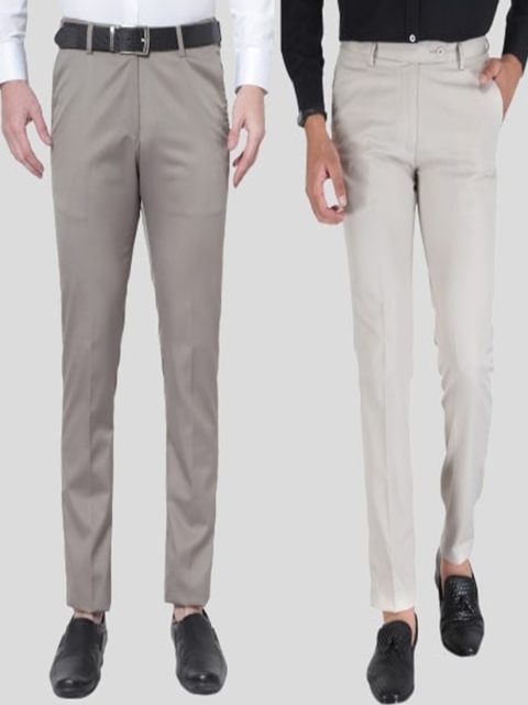 

Srey trends Men Tan Smart Slim Fit High-Rise Trousers