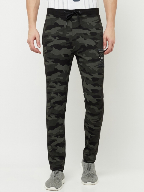 

Octave Men Black Camouflage Printed Cotton Track Pants