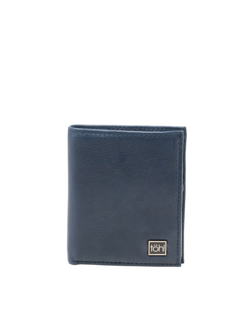 

tohl Men Navy Blue Leather Three Fold Wallet