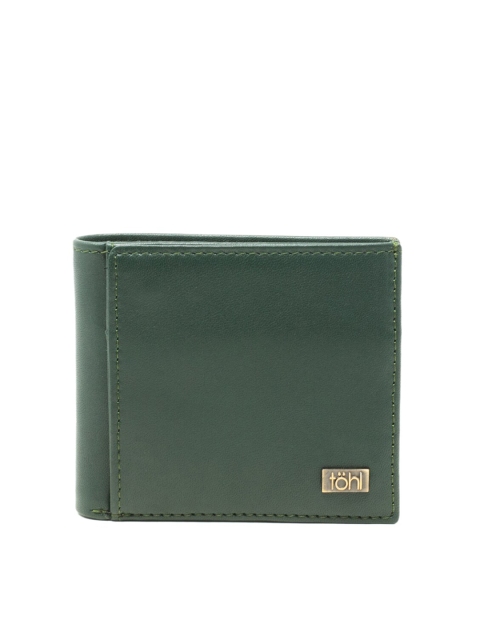 

tohl Men Green Leather Two Fold Wallet