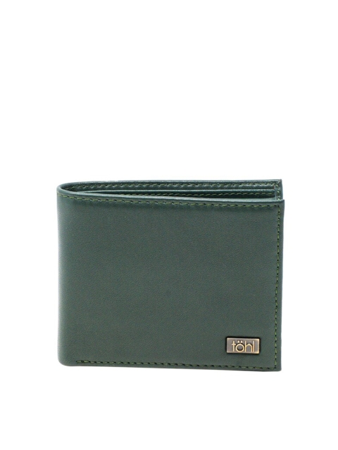 

tohl Men Green Leather Two Fold Wallet
