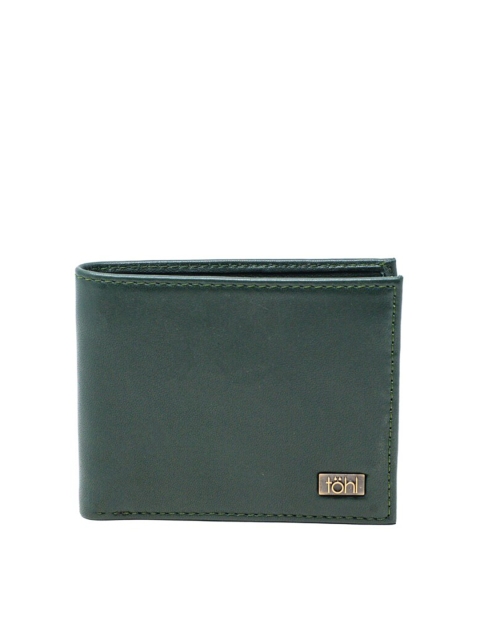 

tohl Men Green Solid Leather Two Fold Wallet