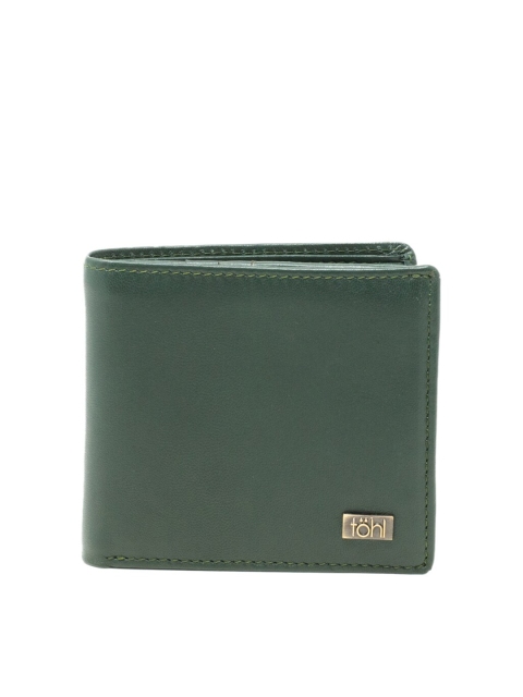

tohl Men Green Leather Two Fold Wallet