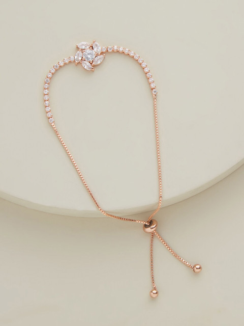 

Kushal's Fashion Jewellery Women Rose Gold & White Cubic Zirconia Rose Gold-Plated Link Bracelet