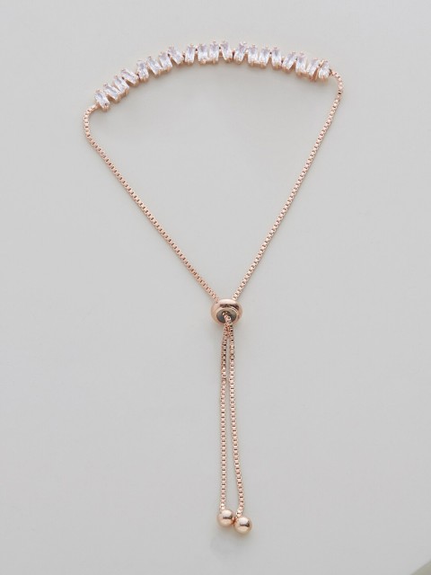 

Kushal's Fashion Jewellery Women Rose Gold & White Cubic Zirconia Rose Gold-Plated Link Bracelet