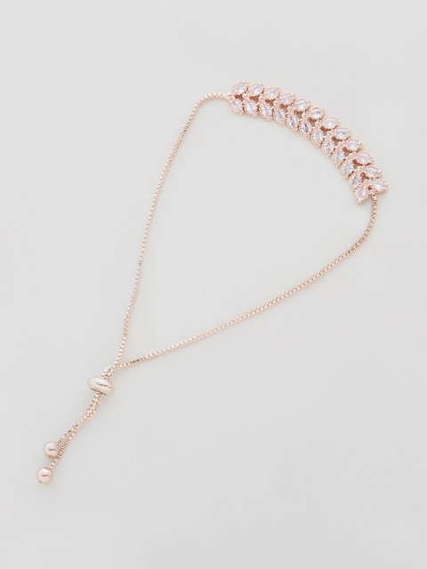 

Kushal's Fashion Jewellery Women Rose Gold & White CZ Rose Gold-Plated Link Bracelet
