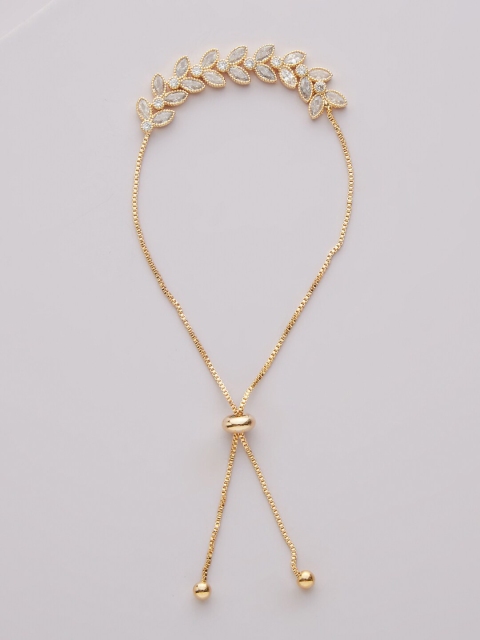 

Kushal's Fashion Jewellery Gold-Plated & White Cubic Zirconia Link Bracelet