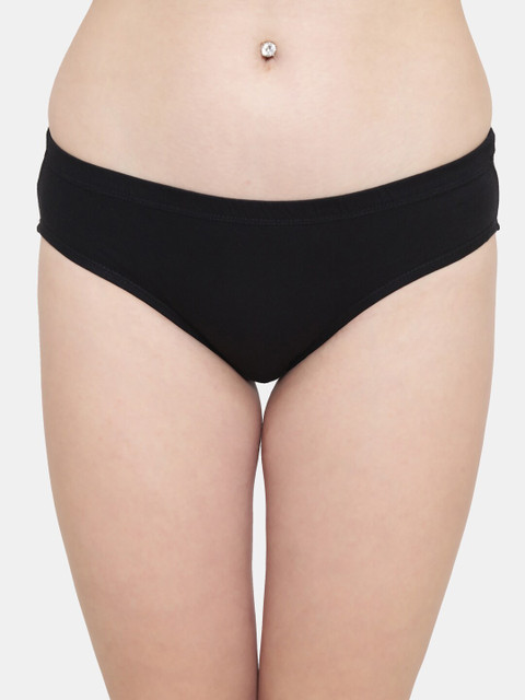 

Leading Lady Women Black Solid Cotton Hipster Briefs