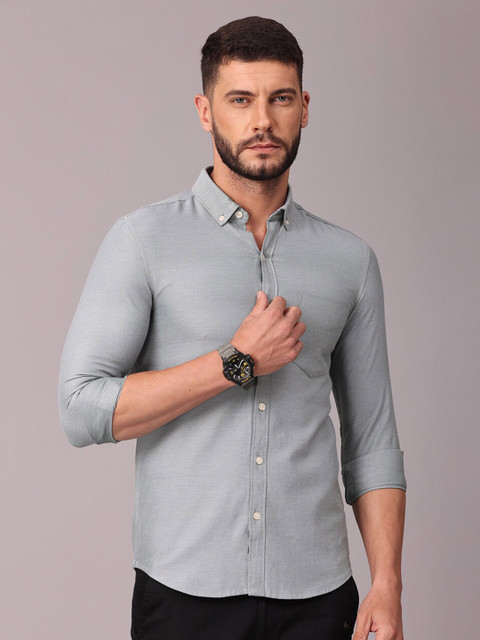 

FOGA Men Green Classic Slim Fit Casual Shirt