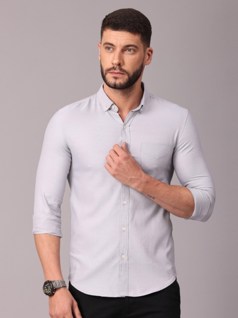 

FOGA Men Grey Classic Slim Fit Cotton Casual Shirt