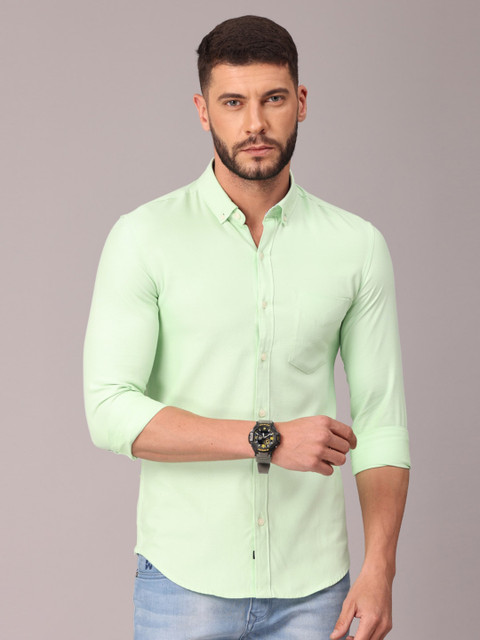 

FOGA Men Green Classic Slim Fit Casual Shirt