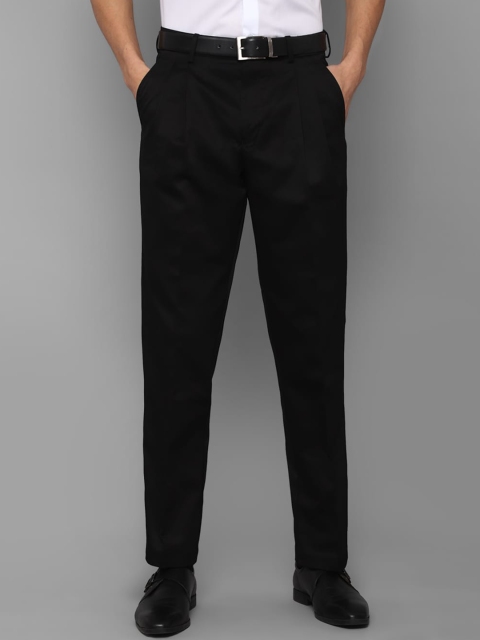

Louis Philippe Men Black Pleated Pure Cotton Formal Trousers