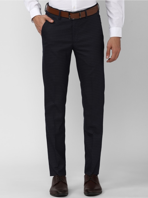 

Peter England Men Black Checked Slim Fit Mid Rise Formal Trousers