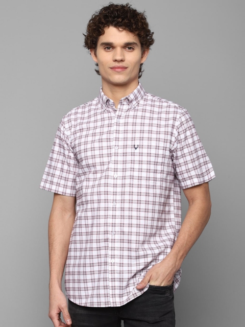 

Allen Solly Men White & Maroon Slim Fit Checked Cotton Casual Shirt