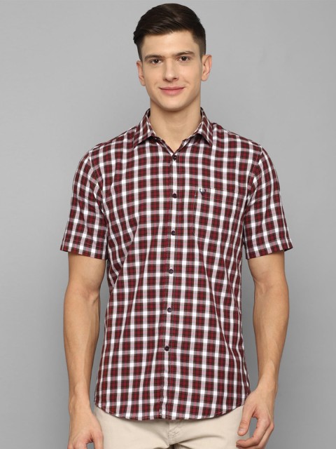 

Allen Solly Men Maroon & White Slim Fit Checked Pure Cotton Casual Shirt