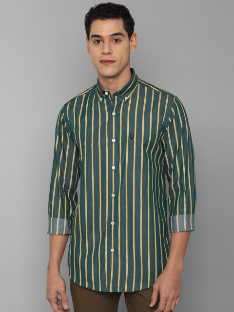 

Allen Solly Men Green Slim Fit Striped Casual Shirt