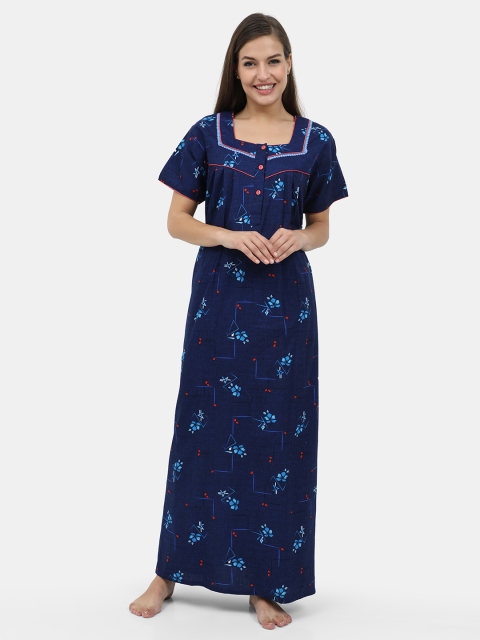 

Charak Blue Printed Maxi Nightdress