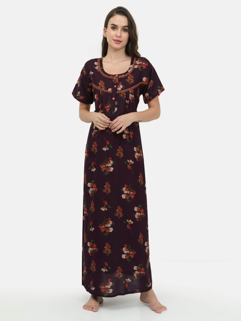 

Charak Violet Printed Maxi Nightdress