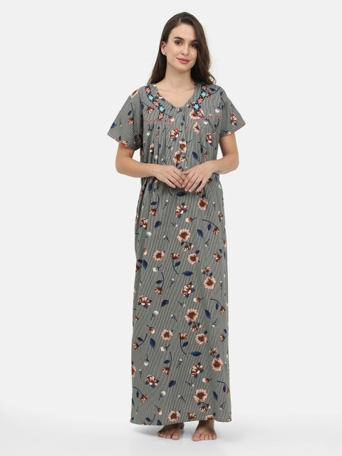 

Charak Grey Printed Maxi Nightdress