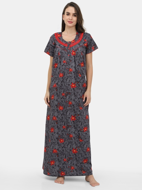

Charak Grey Printed Maxi Nightdress