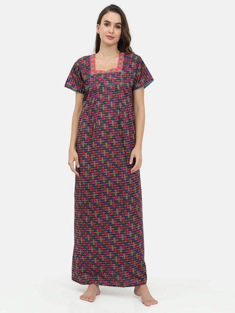 

Charak Pink Printed Maxi Nightdress