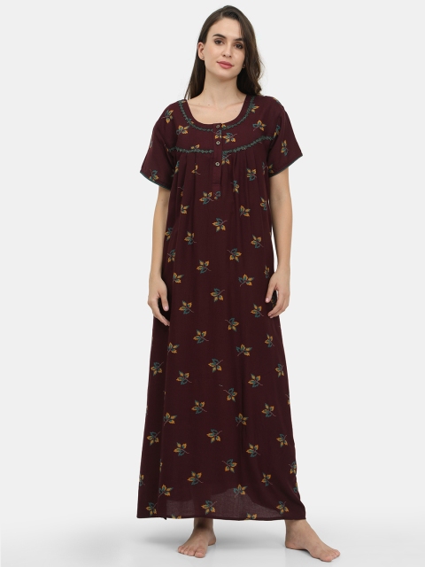 

Charak Purple Printed Maxi Nightdress