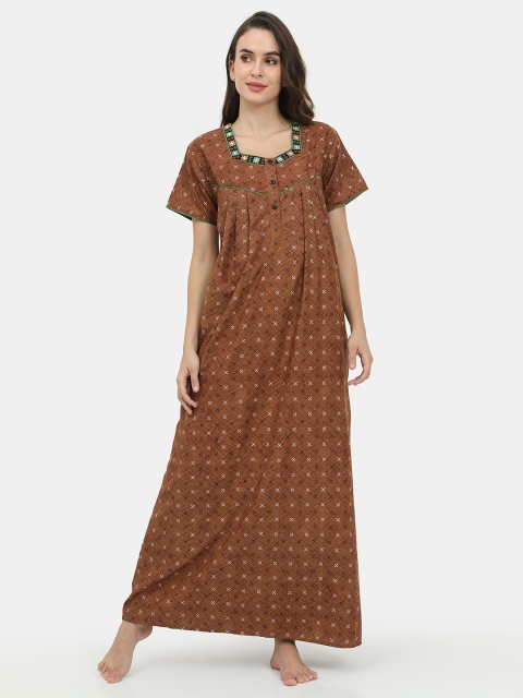 

Charak Brown Printed Maxi Nightdress