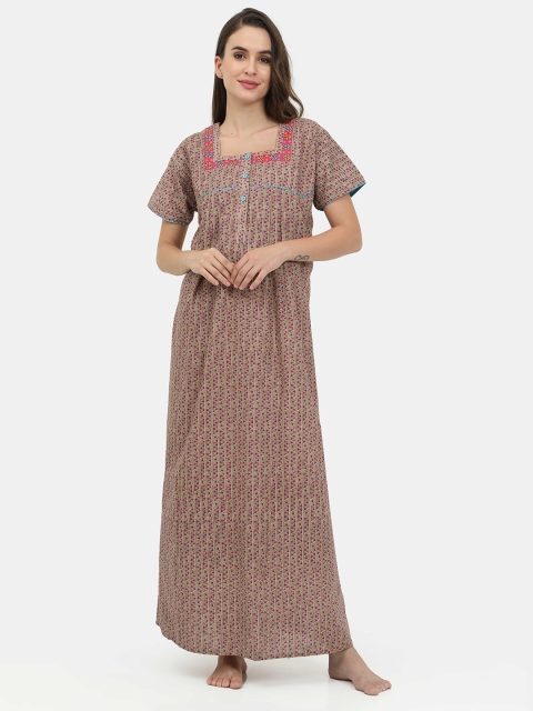 

Charak Pink Printed Maxi Nightdress