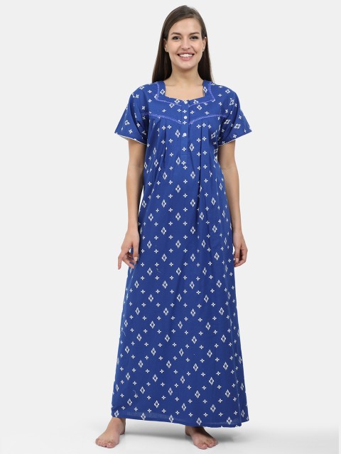 

Charak Blue Printed Maxi Nightdress