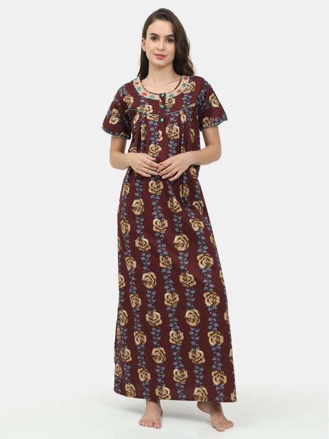 

Charak Brown Printed Cotton Maxi Nightdress