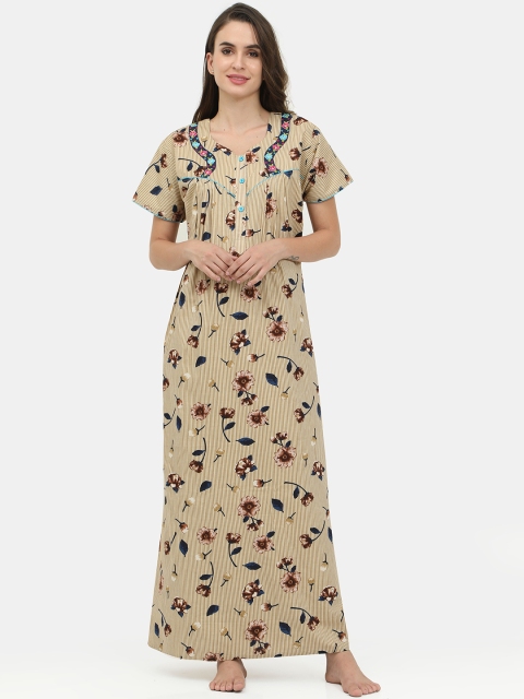 

Charak Cream-Coloured Printed Maxi Nightdress