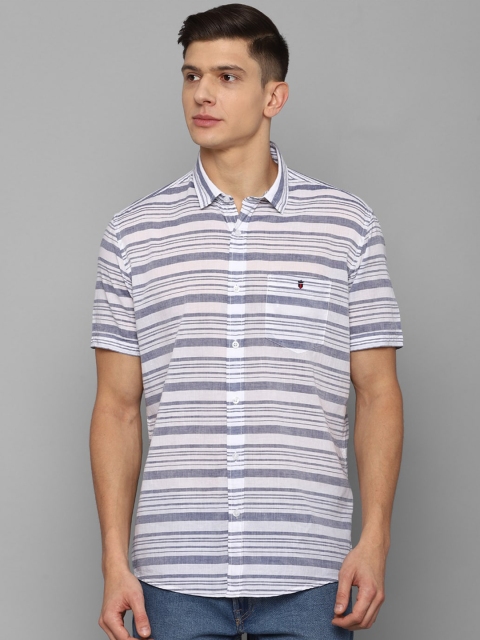 

Louis Philippe Jeans Men Grey Slim Fit Horizontal Stripes Striped Casual Shirt