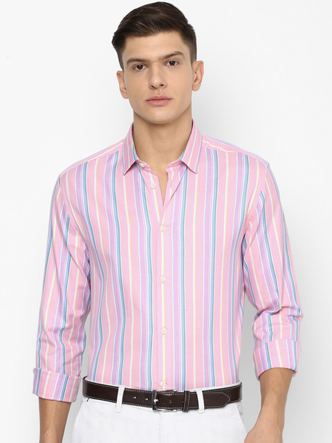 

Louis Philippe Sport Men Pink & Blue Striped Pure Cotton Casual Shirt