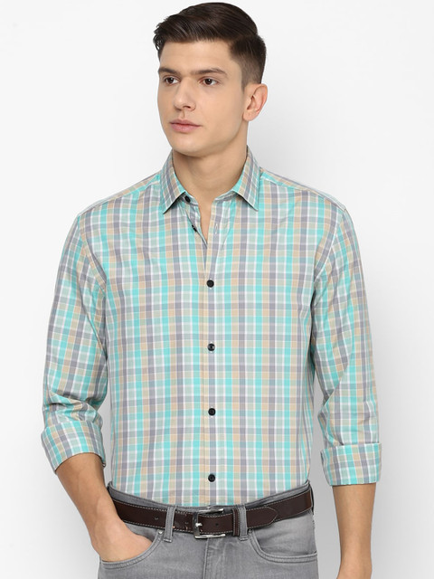 

Louis Philippe Sport Men Green Checked Cotton Casual Shirt