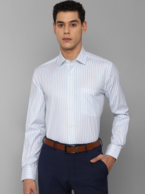 

Luxure by Louis Philippe Men Blue Striped Formal Shirt