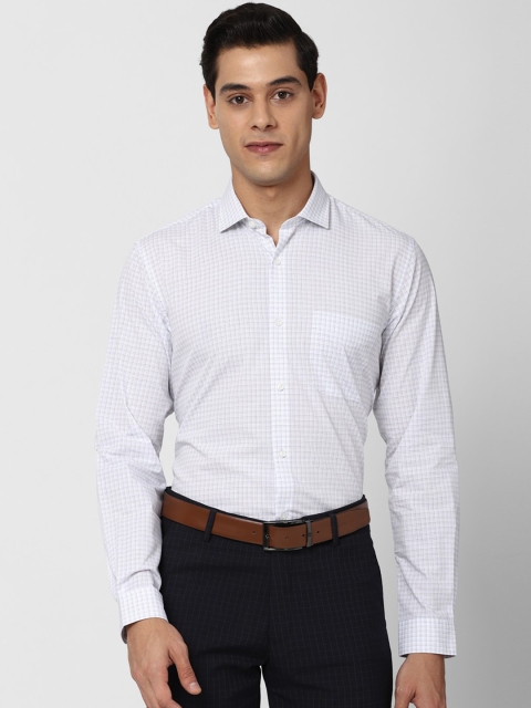 

Peter England Men White Grid Tattersall Checked Cotton Formal Shirt