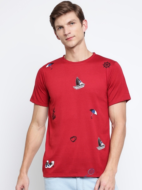 

Pactorn Men Red Printed T-shirt