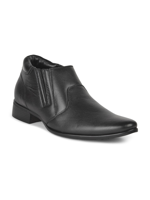 

Liberty Men Black Solid Leather Slip-On Formal Shoes