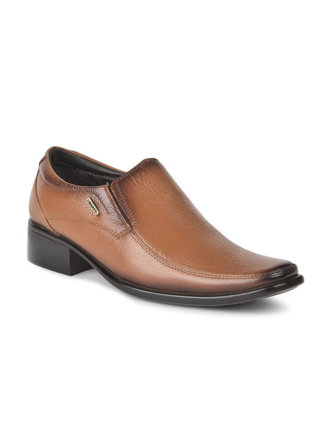 

Liberty Men Tan Solid Leather Formal Slip-Ons